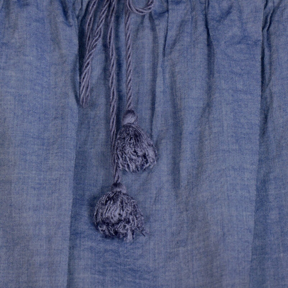 J Crew Mini Skirt Womens Medium Blue Tasseled Elastic Waist Boho Casual Chic - Picture 3 of 6